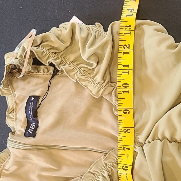 Zara apple green ruched stretchy dress. Xs - Picture 5 of 5